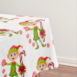 Christmas Tablecloth, Merry , Elf Peppermint Tablecloth