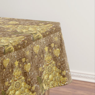 Christmas Tablecloth, Merry Gold Angel Tablecloth