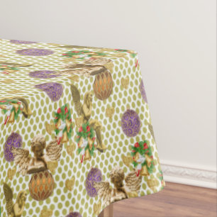 Christmas Tablecloth, Merry Gold Angels Tablecloth
