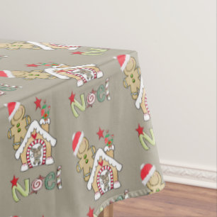 Christmas Tablecloth, Noel, Gingerbread Man Tablecloth