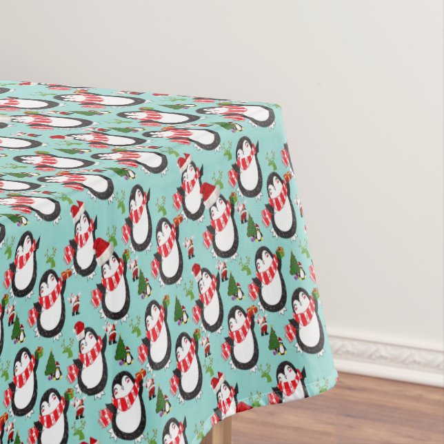 Christmas Tablecloth, Penguin Tablecloth (In Situ)