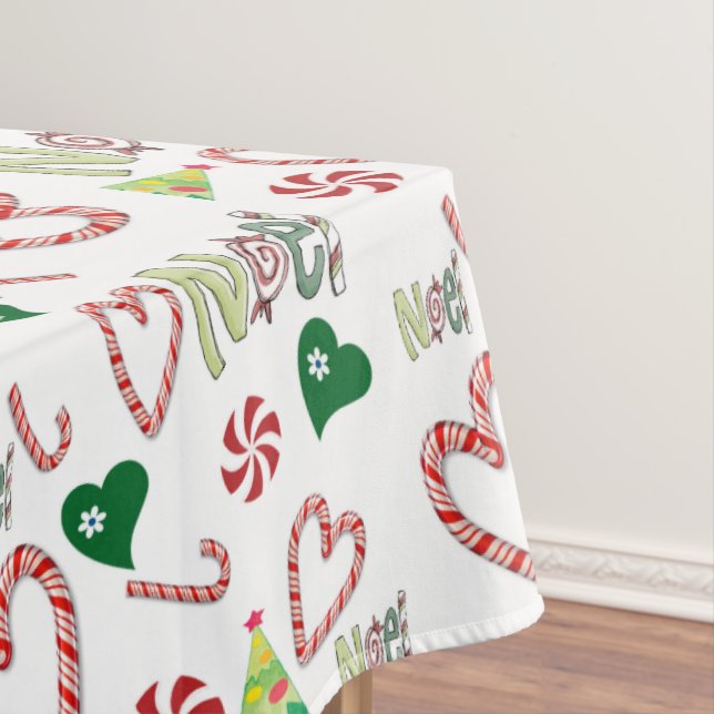 Christmas Tablecloth, Peppermint Candy Canes Noel  Tablecloth (In Situ)