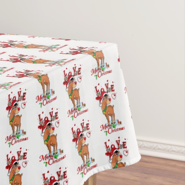 Christmas Tablecloth, Reindeer Tablecloth (In Situ)