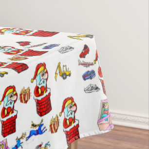Christmas Tablecloth, Santa Toys  Tablecloth