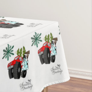 Christmas Tablecloth, Season's Greetings Snowman Tablecloth