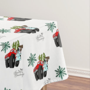Christmas Tablecloth, Seasons Greetings Snowman  Tablecloth