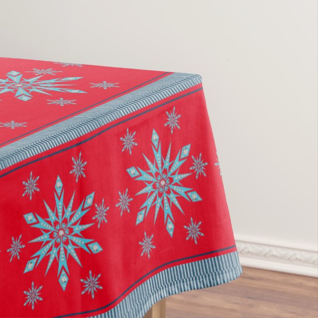 Christmas Tablecloth, Snowflake Tablecloth Red (In Situ)
