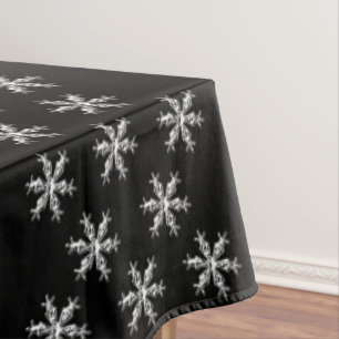 Christmas Tablecloth, Snowflakes, Black  Tablecloth
