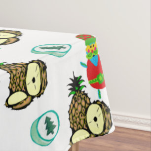 Christmas Tablecloth, Snowman White Pineapples Tablecloth