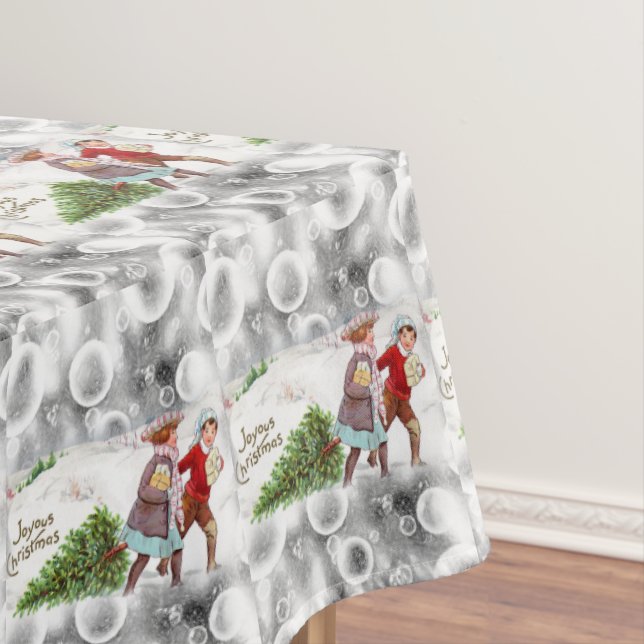 Christmas Tablecloth, Vintage Tablecloth (In Situ)