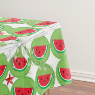 Christmas Tablecloth, Watermelon White Bow  Tablecloth