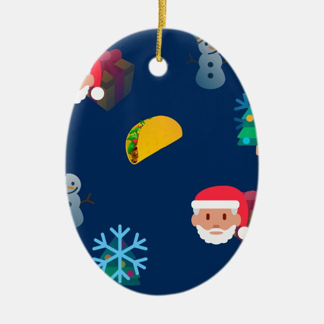 christmas taco emoji ceramic ornament (Front)