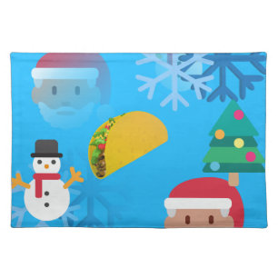 christmas taco emoji cloth placemat