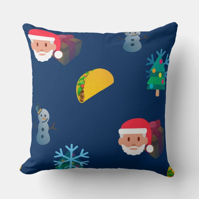 christmas taco emoji throw pillow (Front)