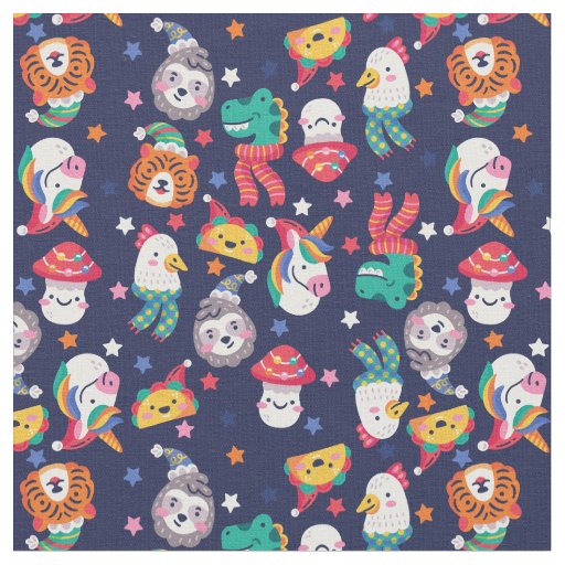 christmas taco mushroom chicken tiger fabric