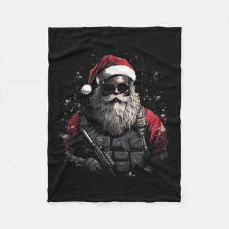 Christmas Tactical Santa Xmas Gift Idea Fleece Blanket