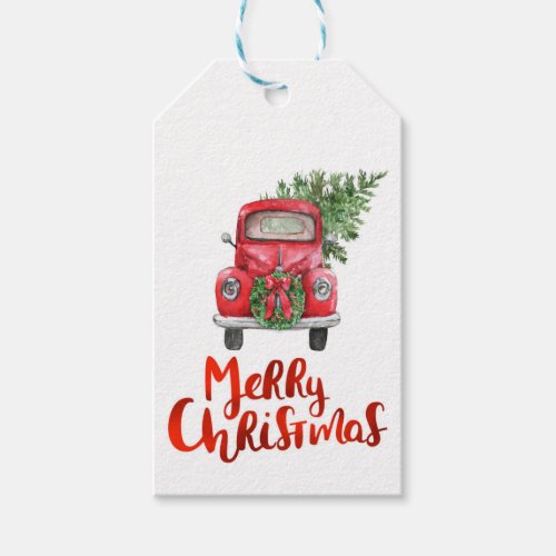 Christmas Tag Red Truck Farmhouse Gift Tag Gift Tags