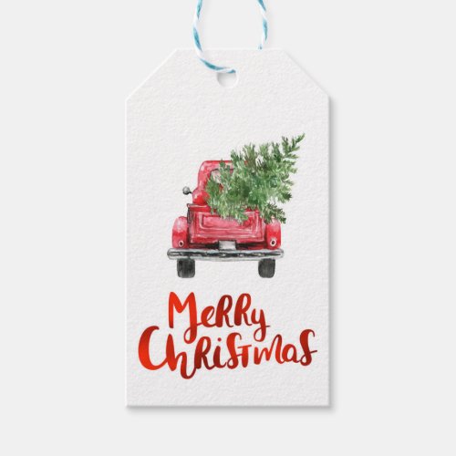 Christmas Tag Red Truck Farmhouse Rustic Gift Tags