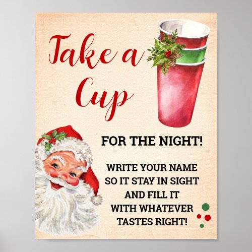 Christmas Take a Cup for the Night Sign