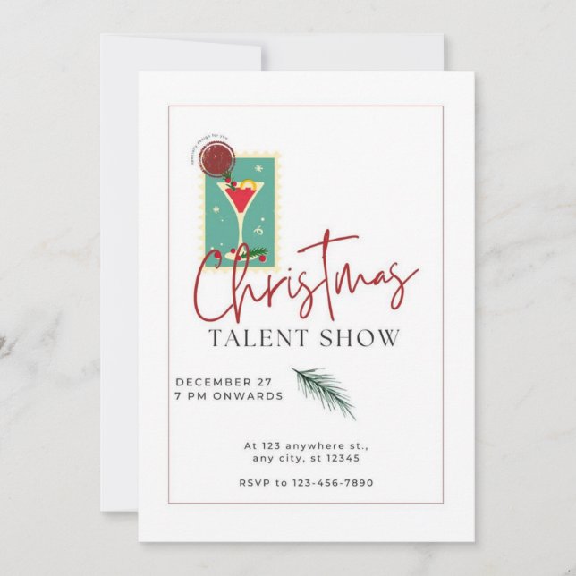 Christmas talent show holiday card (Front)