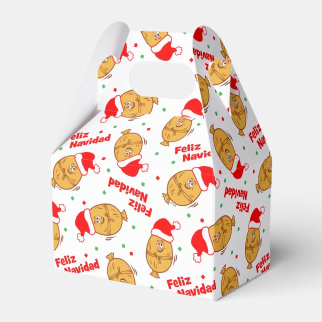 Christmas Tamales Pattern Favor Boxes (Front Side)