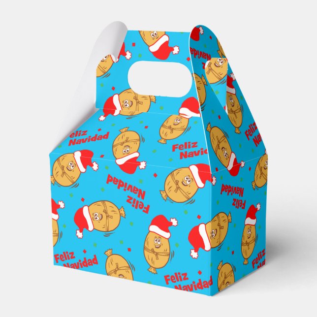 Christmas Tamales Pattern Favor Boxes (Front Side)