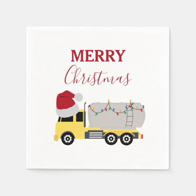 Christmas Tanker Truck Transportation Trucks Napkins (Front)