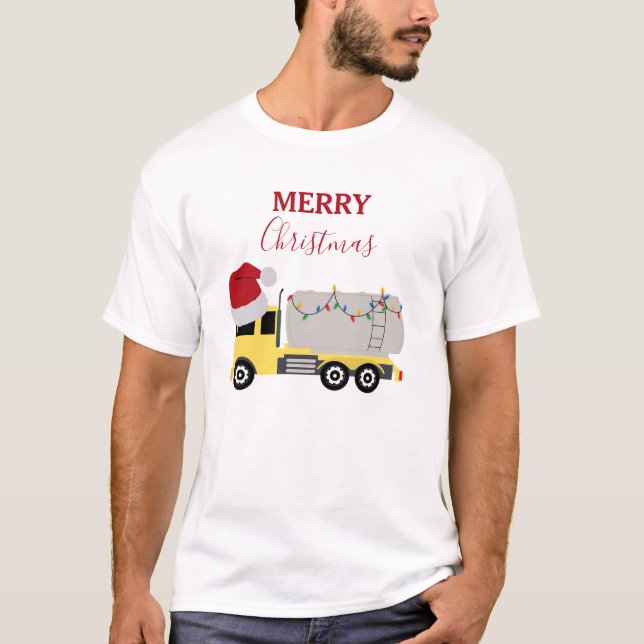 Christmas Tanker Truck Transportation Trucks T-Shirt (Front)