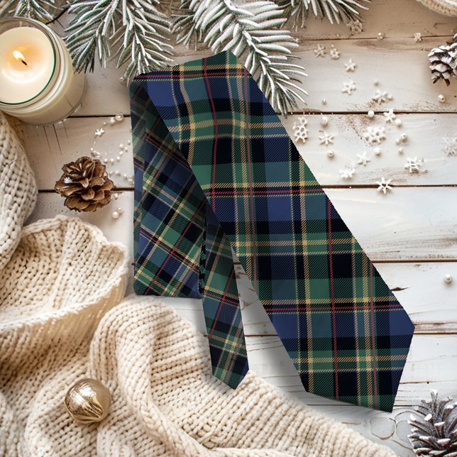 Christmas Tartan Brick Blue Green ID1141B Neck Tie (Creator Uploaded)