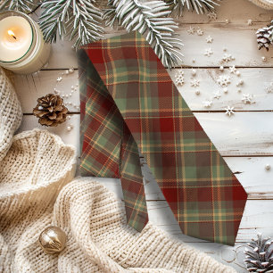 Christmas Tartan Brick Red Green ID1141A Neck Tie