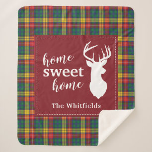 Christmas Tartan Clan Buchanan Plaid Home Sweet Sherpa Blanket