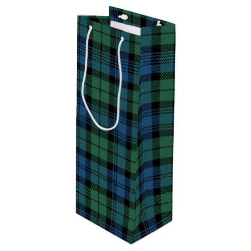 Christmas Tartan Clan Campbell Green Blue Plaid Wine Gift Bag