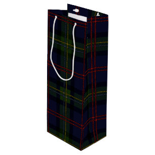 Christmas Tartan Clan Malcolm Green Purple Plaid Wine Gift Bag