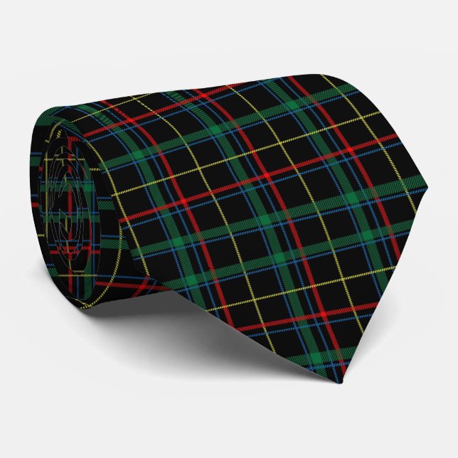 Christmas Tartan Green Black Red  Neck Tie (Rolled)