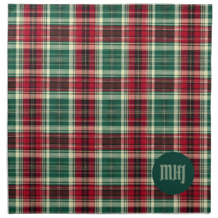 Christmas Tartan Monogram Napkin Red & Green Plaid