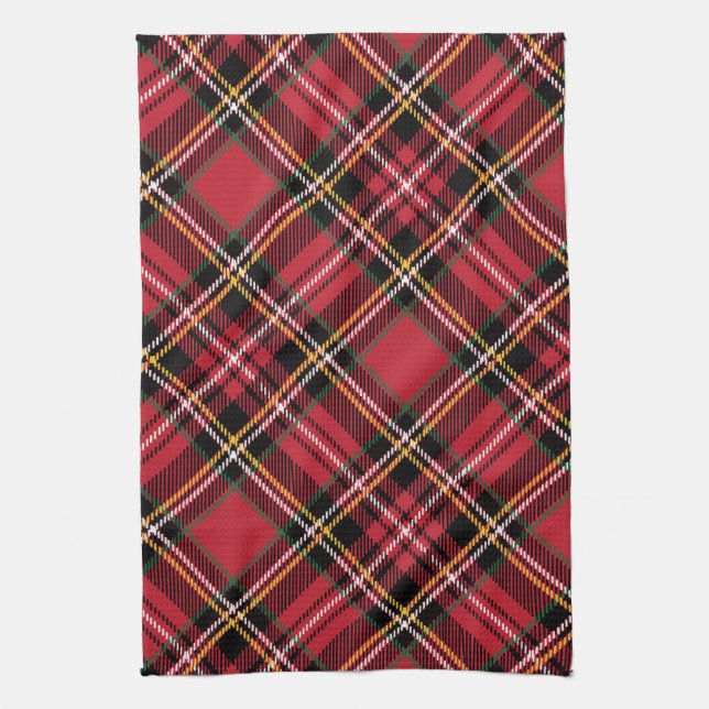 Christmas Tartan Pattern Kitchen Towel (Vertical)