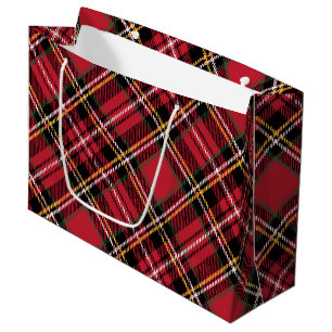 Christmas Tartan Pattern Large Gift Bag