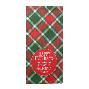 Christmas tartan pattern red green cloth napkins