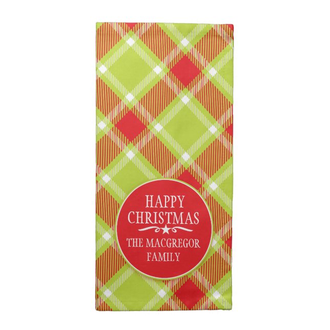 Christmas tartan pattern red green cloth napkins (Half Fold)