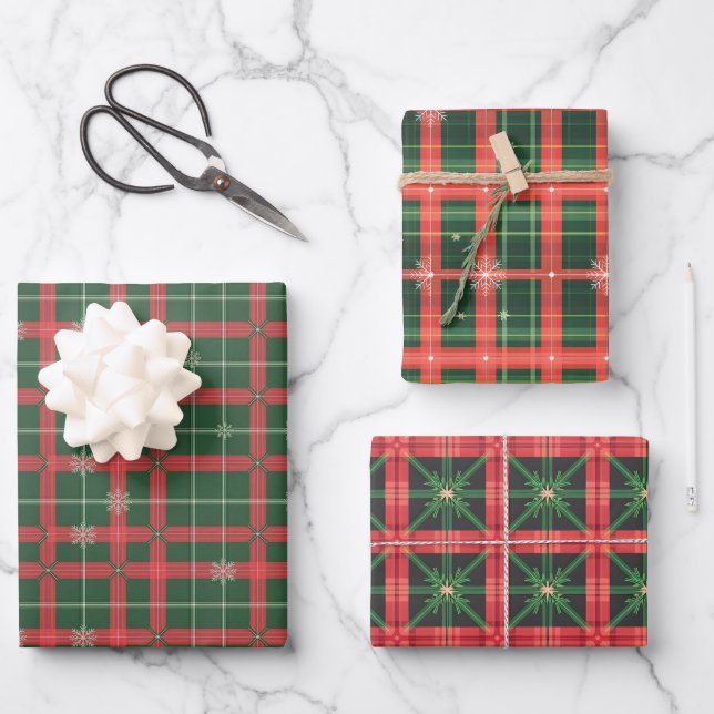 Christmas Tartan Pattern Wrapping Paper Sheets (Front)