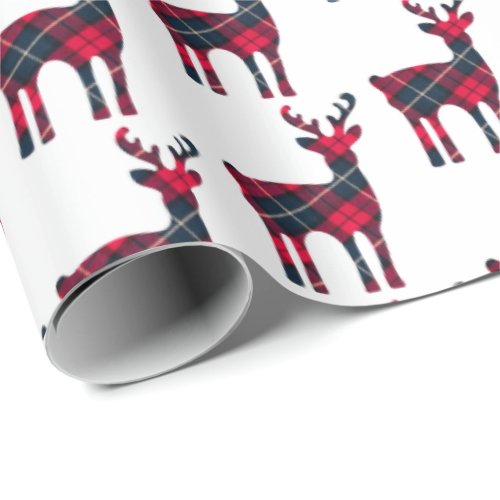 Christmas Tartan Plaid Deer Wrapping Paper