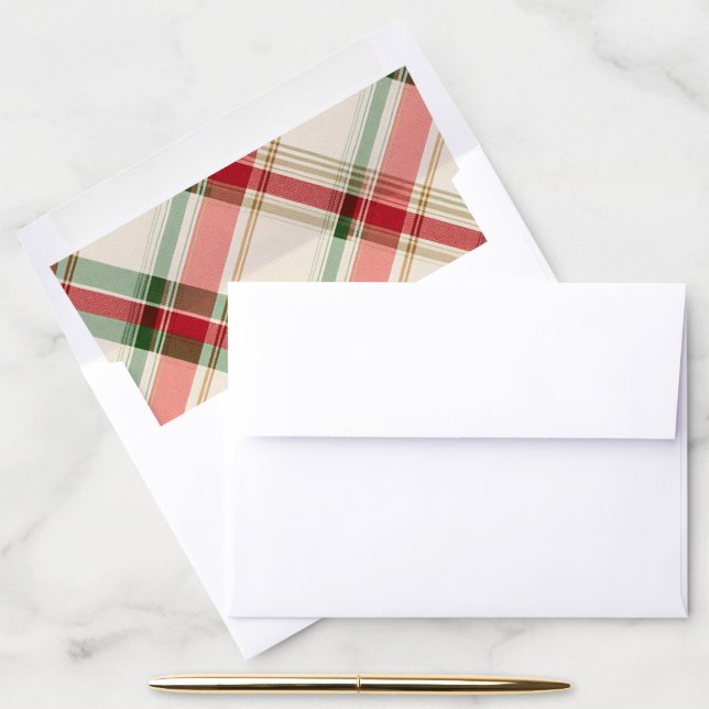 Christmas Tartan Plaid Envelope Liners (Desk)