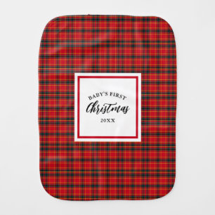 Christmas Tartan Plaid Family Name Year Baby Burp Cloth