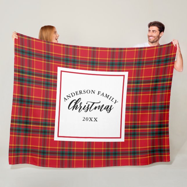 Christmas Tartan Plaid Family Name Year Fleece Blanket (In Situ)