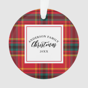 Christmas Tartan Plaid Family Name Year Ornament