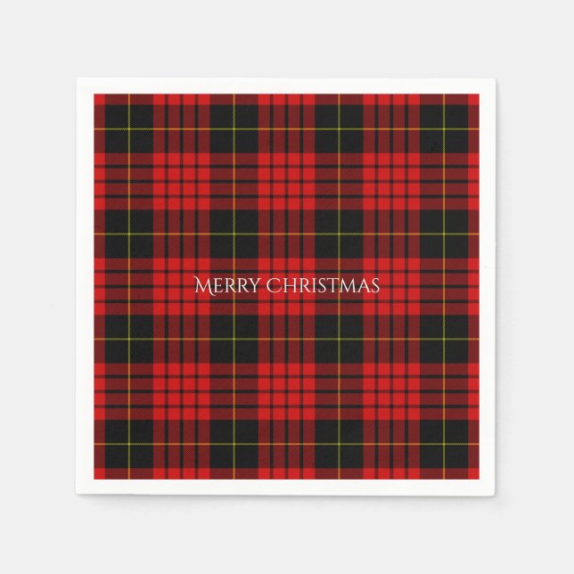 Christmas Tartan Plaid Merry Christmas Napkins (Front)