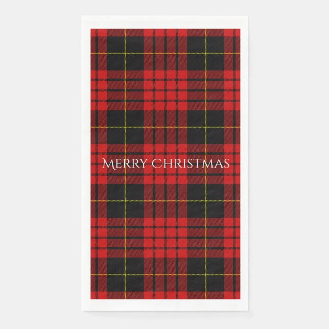 Christmas Tartan Plaid Merry Christmas Paper Guest Towels (Front)