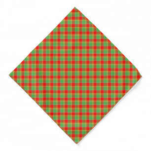 Christmas Tartan Plaid Red Green Gold Bandana