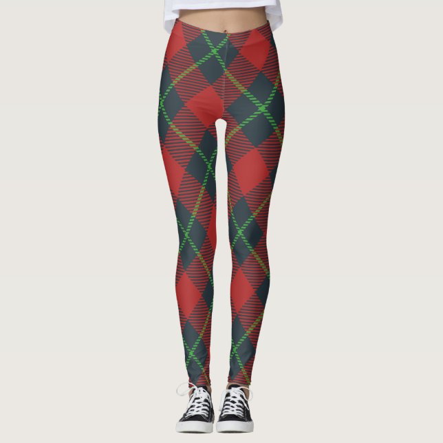 Christmas Tartan Plaid Red Green Women's Leggings (Front)