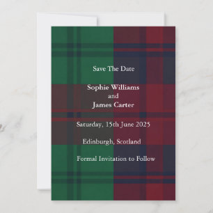 Christmas Tartan Plaid Save the Date Card Festiv